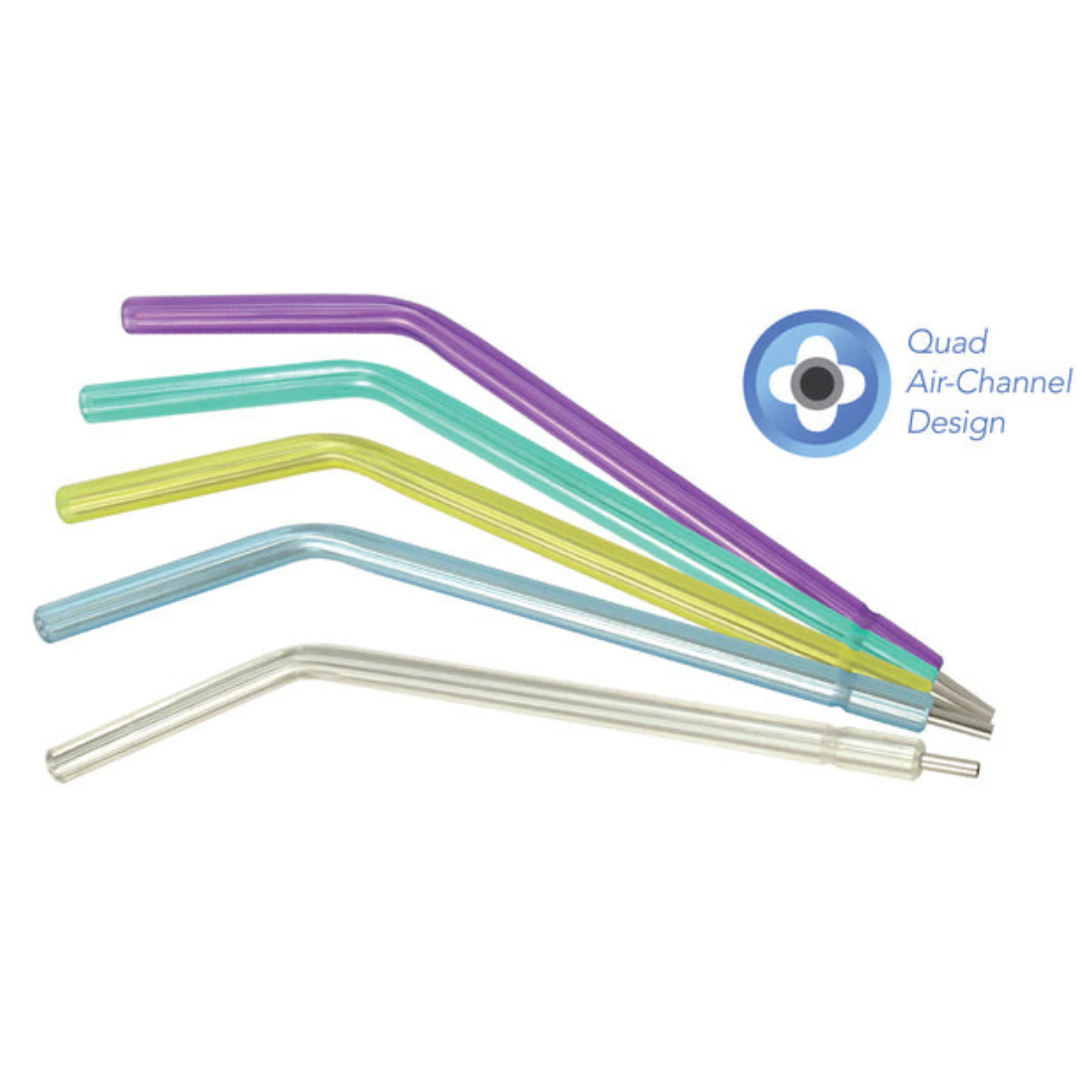 Safe Tip EZ Type Air/Water Syringe Tips, Metal Core, Rainbow, 1500/Pk