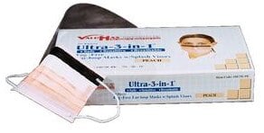 Valumax Ultra 3-in-1 Earloop Mask with Face Shield, Blue, 25/Box
