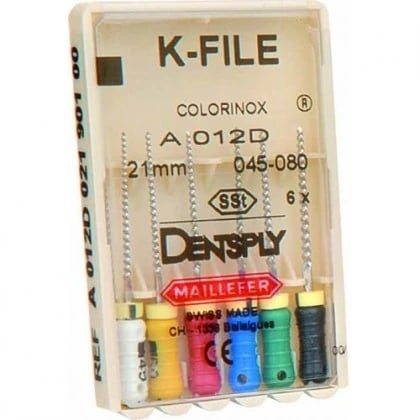 Dentsply Maillefer K-File Stainless Steel, Size #30, 21 mm, Blue, 6/Pack, 671105