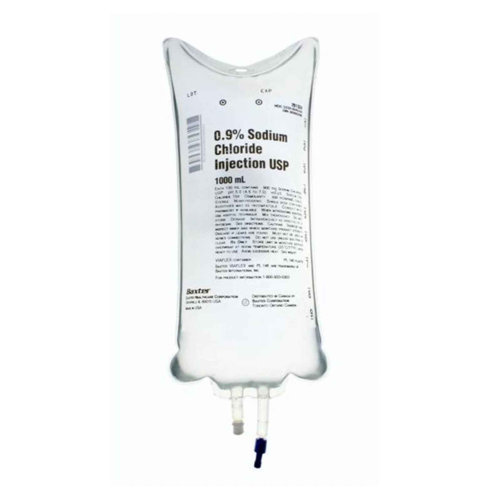 Baxter Sodium Chloride 0.9% Injection USP, 1000 mL Viaflex Plastic Container, Case of 14