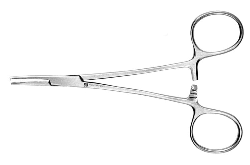 Mosquito Forcep 5" Curved with Hook, Stainless Steel
