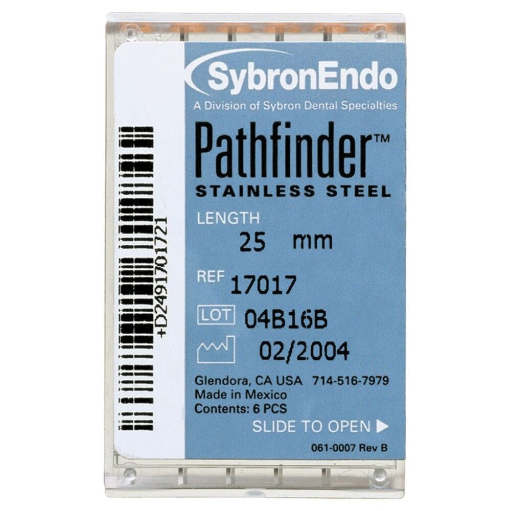 Kerr Pathfinder Stainless Steel Endodontic Hand Files, 25mm, Approx. Size #7, 6/Pkg, 17017
