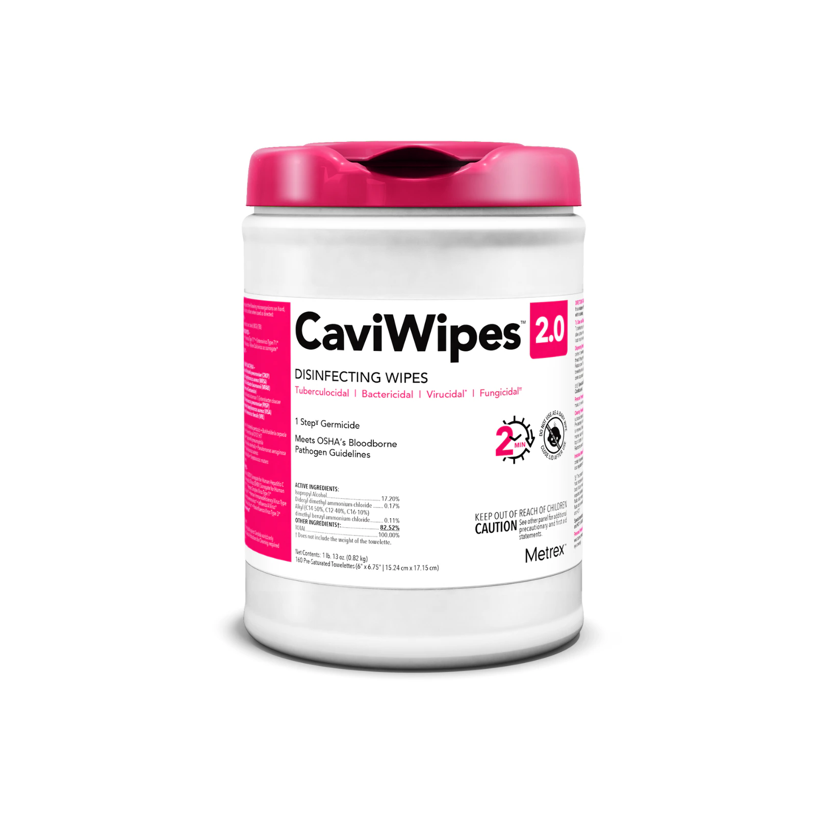 Metrex CaviWipes 2.0 Disinfecting Wipes, Large, 160 Wipes/Can, 12 Cans/Case (1920 Wipes Total)