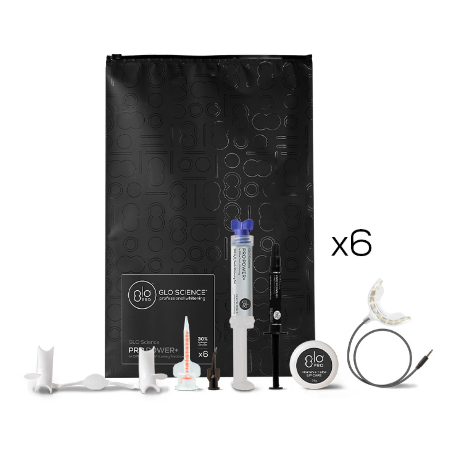 GLO PRO POWER+ In-Office Patient Kit, 30% Hydrogen Peroxide Whitening Gel with Single-Use Mouthpiece, 6/Pk