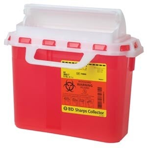 BD Sharps Collector, Red, Large, 5.4 Quart, with Counter Balance Door, 20/Case