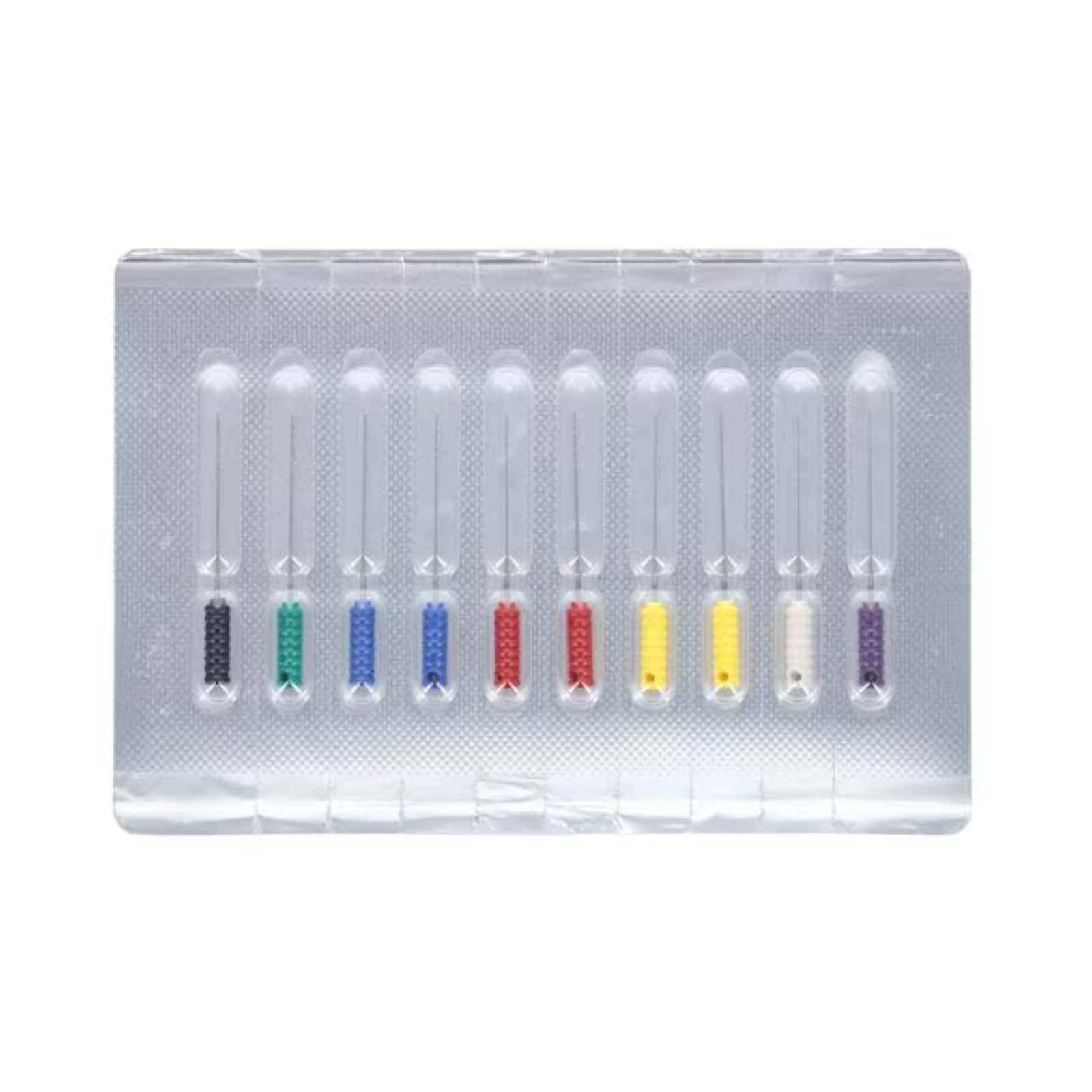 Dentsply Maillefer Barbed Broaches, Assorted XXXX-Fine to Coarse, 21mm, Color-Coded, Sterile, 10/Pk, 689556