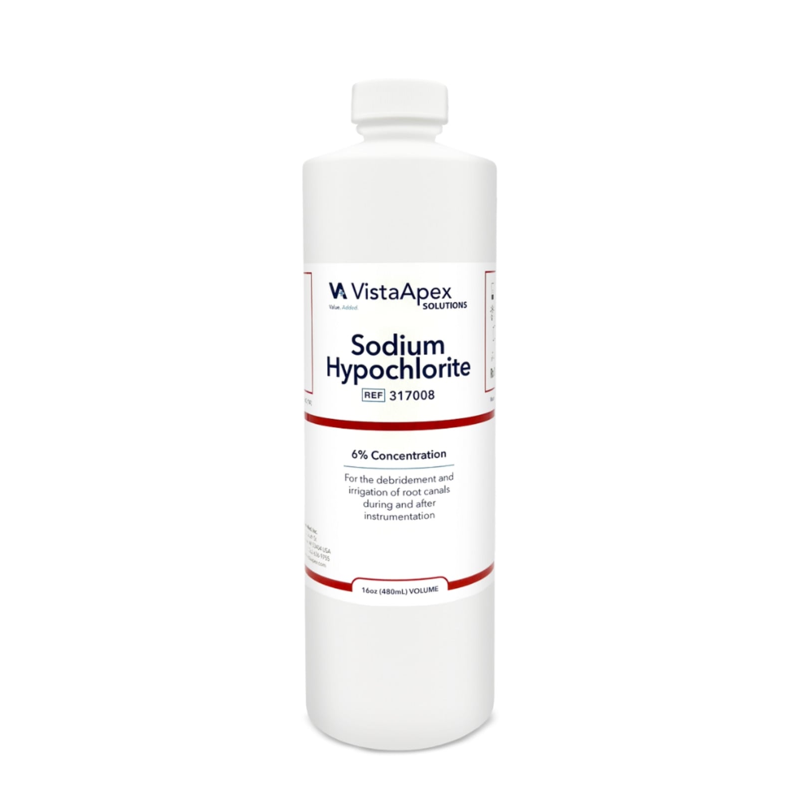 Vista Apex Sodium Hypochlorite Solution 6%, 16 oz (480 mL) Bottle, 317008