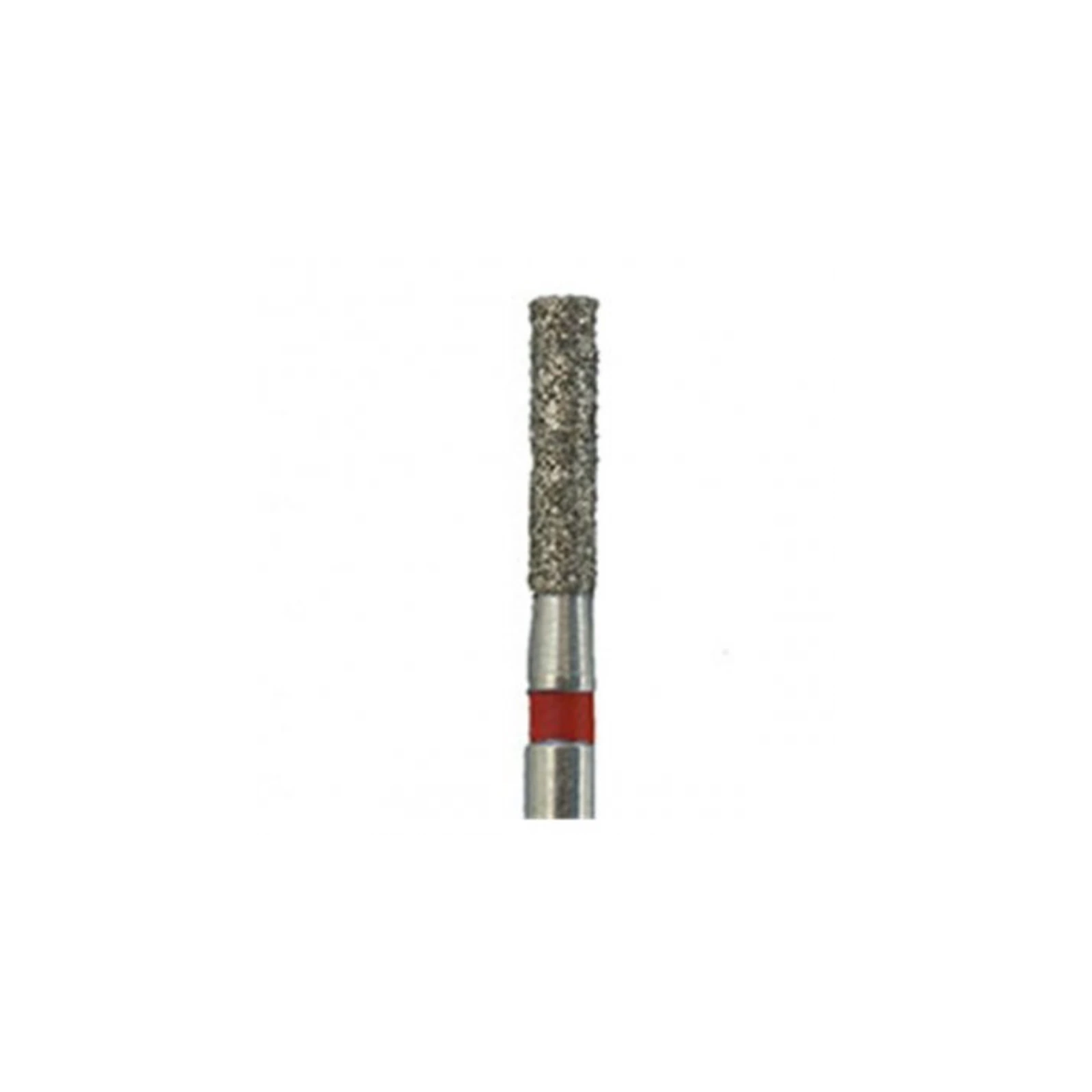 Meisinger 840F-014-FG Fine Diamond Bur, Round Edge Cylinder, Friction Grip, 1.4 mm Diameter, 4 mm Working Length, Red Ring, 5/Pack