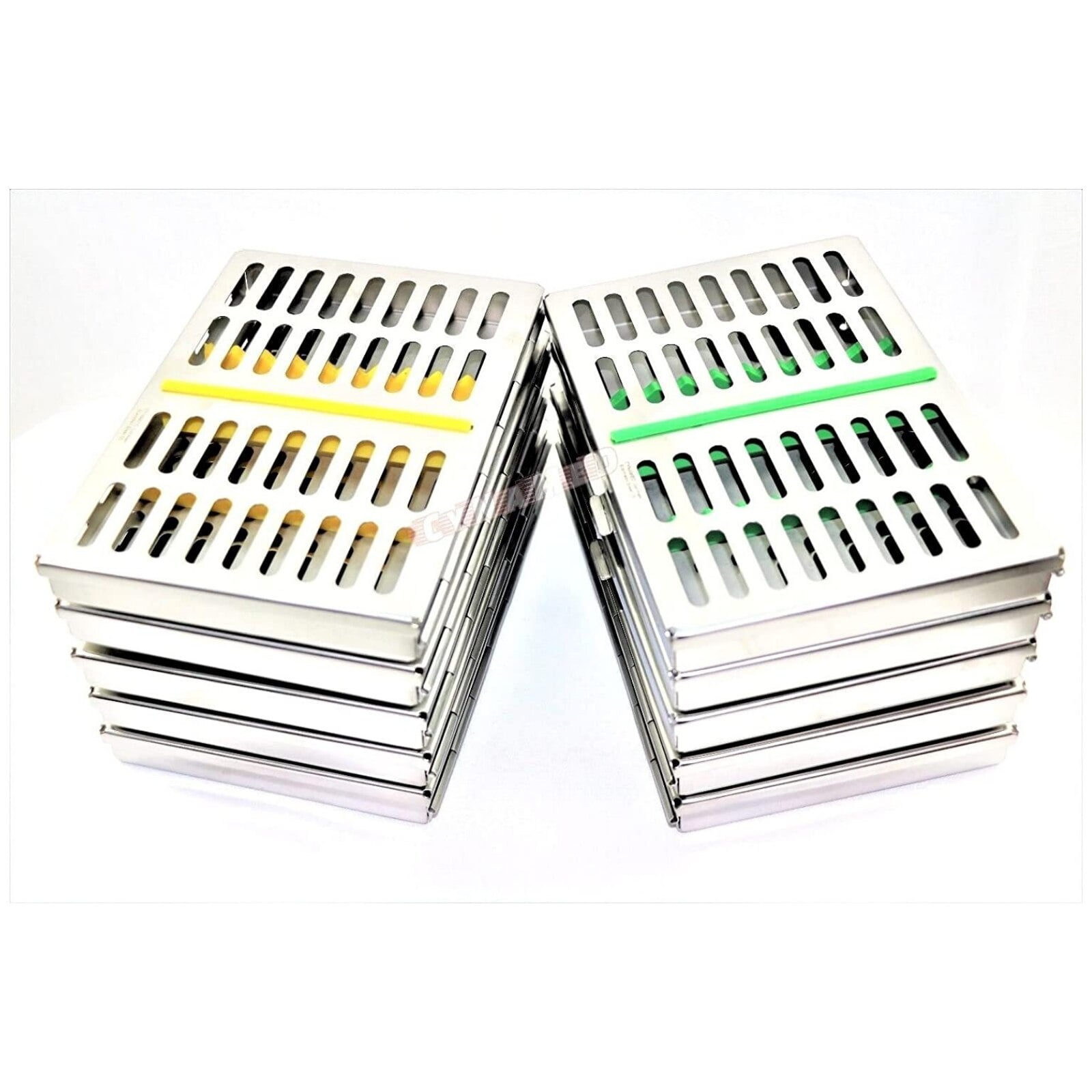 Nordent Large Sterilization Cassette, 13 Instruments with Divider, Yellow, Single-Sided, 8"W x 11"L x 1.25"H