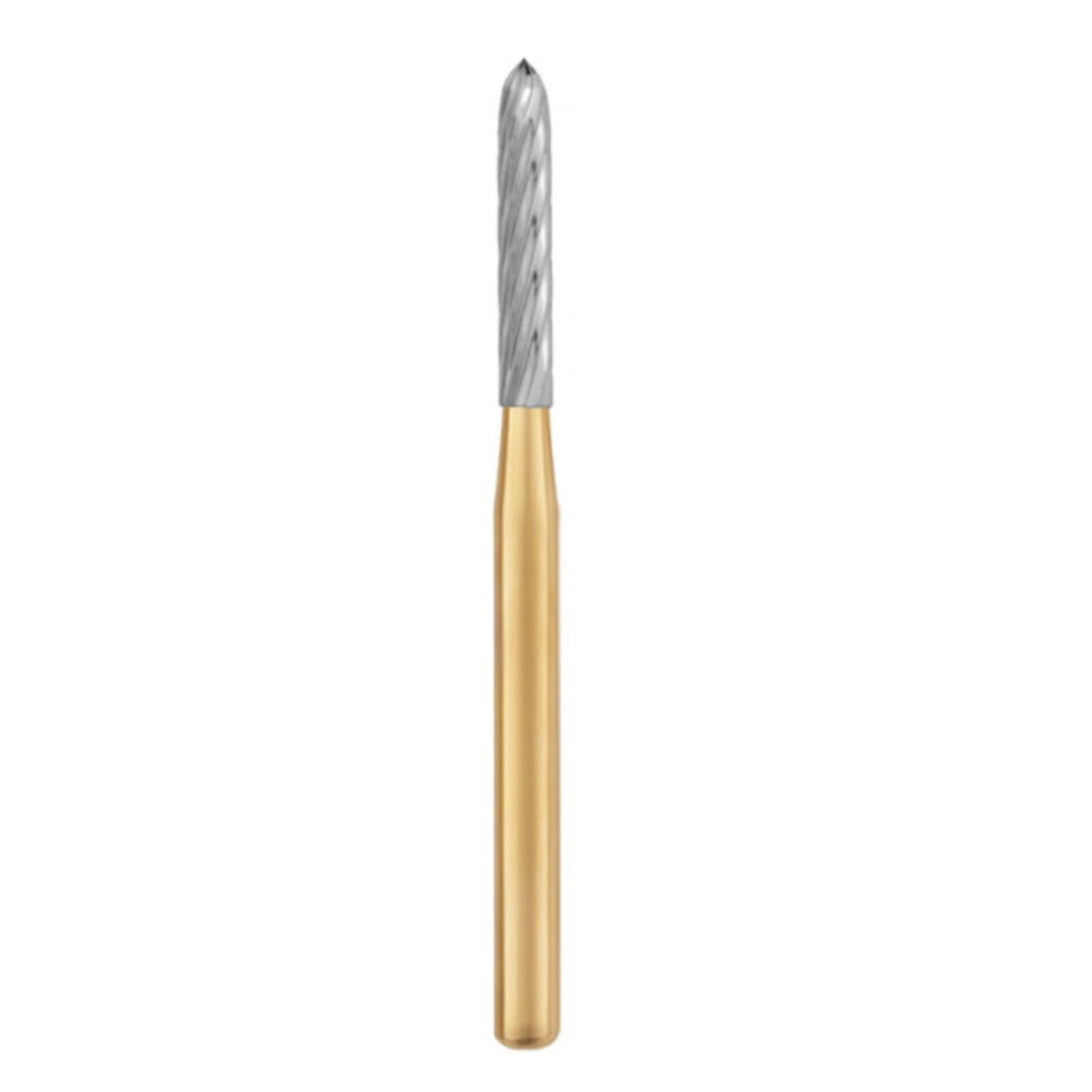 SS White FG #7283 12-Blade Round End Flame Trimming and Finishing Carbide Bur, Friction Grip, 5/Pk