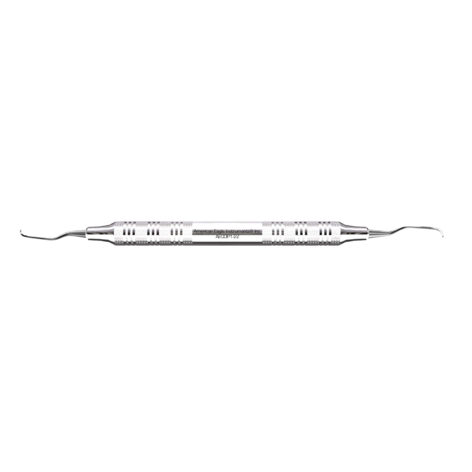 American Eagle Gracey +3 Deep Pocket Curette 1/2, Double End, EagleLite Stainless Steel Handle, 3/8" (9.5 mm), AEGDP1-2Z