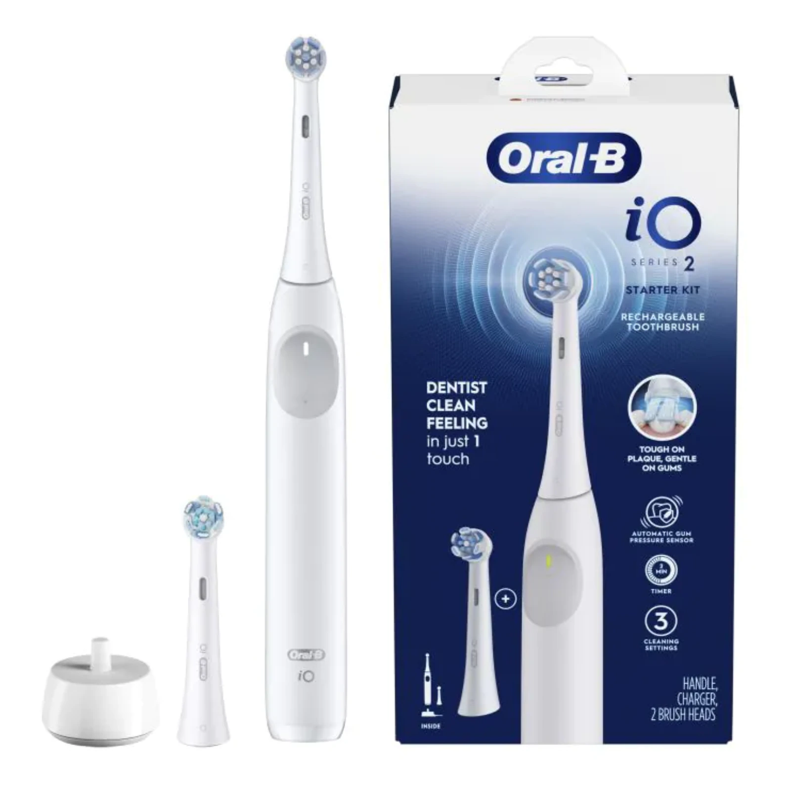 Oral-B iO Series 2 Rechargeable Electric Toothbrush Starter Kit, White, 3/Cs