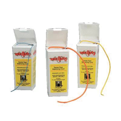 Wedjets Dental Dam Stabilizing Cord, Small, Yellow, Natural Latex, 7 ft (2.1m) Dispenser, H06522