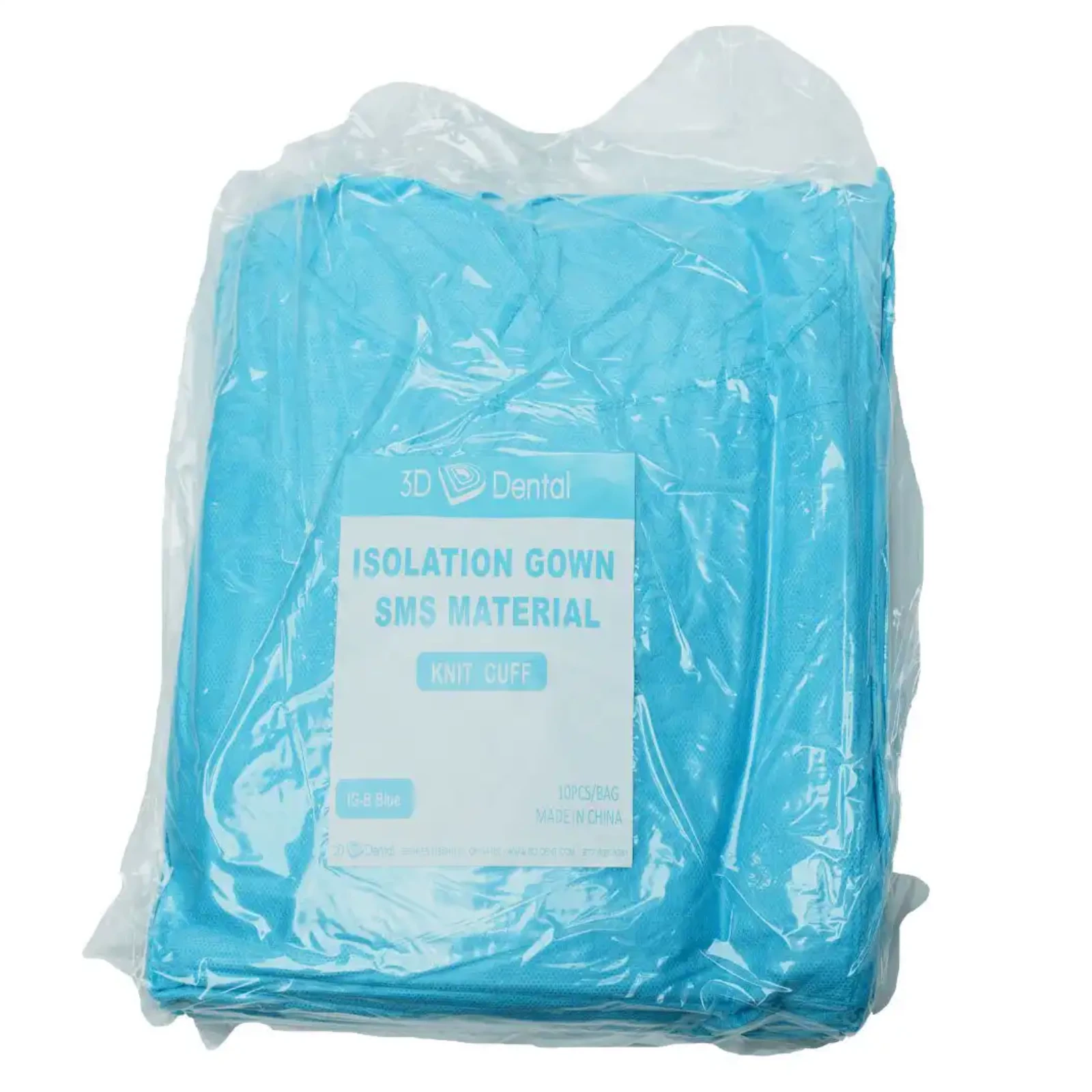 The Essentials Isolation Gowns, Knit Cuff, Blue, Full Length, 50/Pk