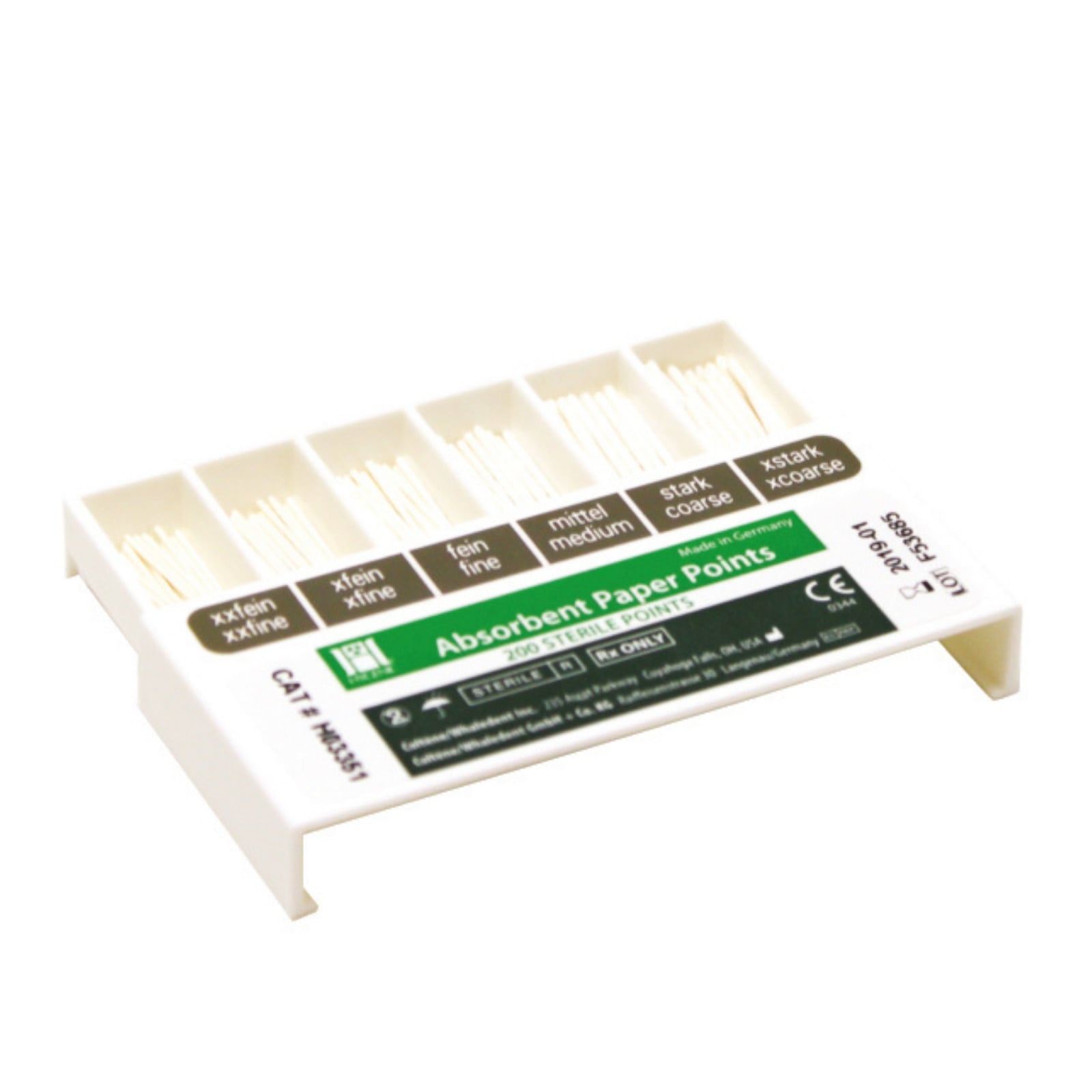 Hygenic Absorbent Paper Points, Medium, White, Sterile, Bulk Box of 200, H03348
