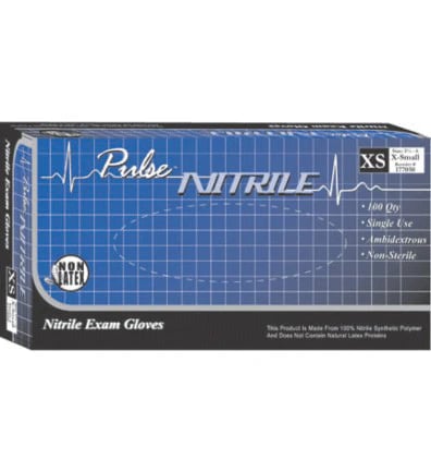 Pulse™ Nitrile Powder Free Exam Gloves, Extra Large, Dark Lavender Blue, Textured, Non-Sterile, Chemo Rated, 200/Box, 177352