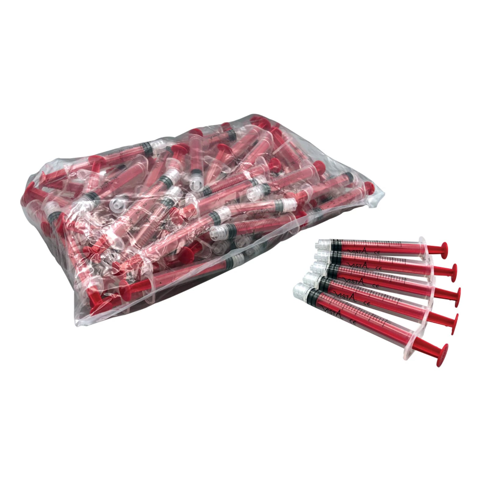 Vista Apex Colored Luer-Lock Irrigating Syringe, 3cc, Red, 80/Box, #317158