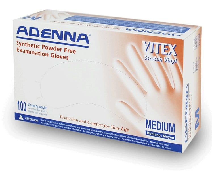 Adenna Vitex Vinyl Exam Gloves, Powder-Free, Non-Sterile, Large, Cream, 100/Box, VTX996