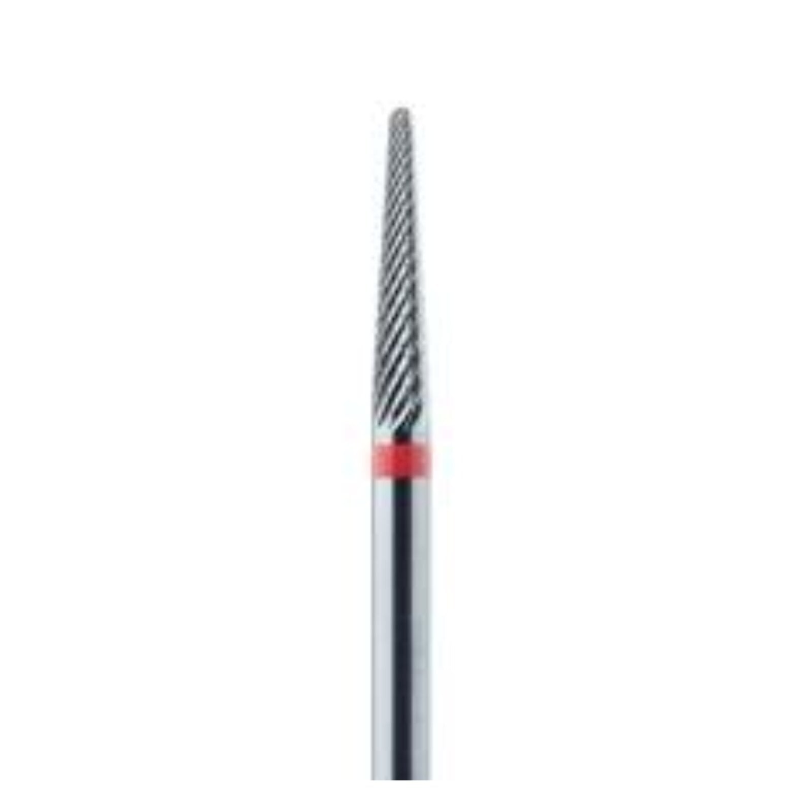Meisinger Tungsten Carbide Lab Bur, HM 23FX-023, HP, Fine X-Cut, Round End Taper, 2.3 mm Diameter, 11.5 mm Head Length, Red Ring