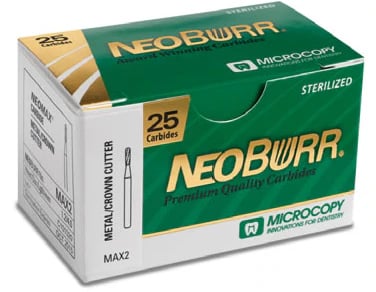 Microcopy NeoBurr #557 Straight Fissure Crosscut Carbide Bur, Friction Grip, 50/Pack, FG557