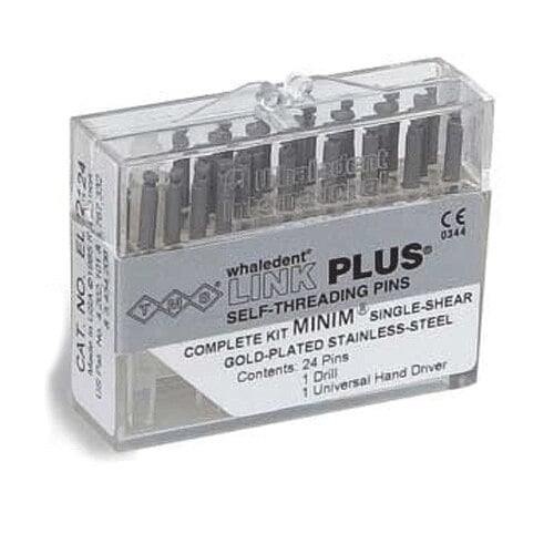 TMS Link Plus Self-Threading Retention Pins, Regular Double Shear, Gold-Plated Stainless Steel, 0.027" (0.675 mm), Bulk Kit of 50, L-752