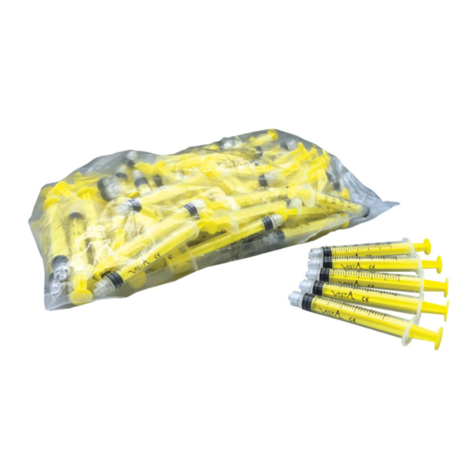 Vista Apex Colored Luer Lock Irrigating Syringe, 3cc, Yellow, 80/Box, #317160