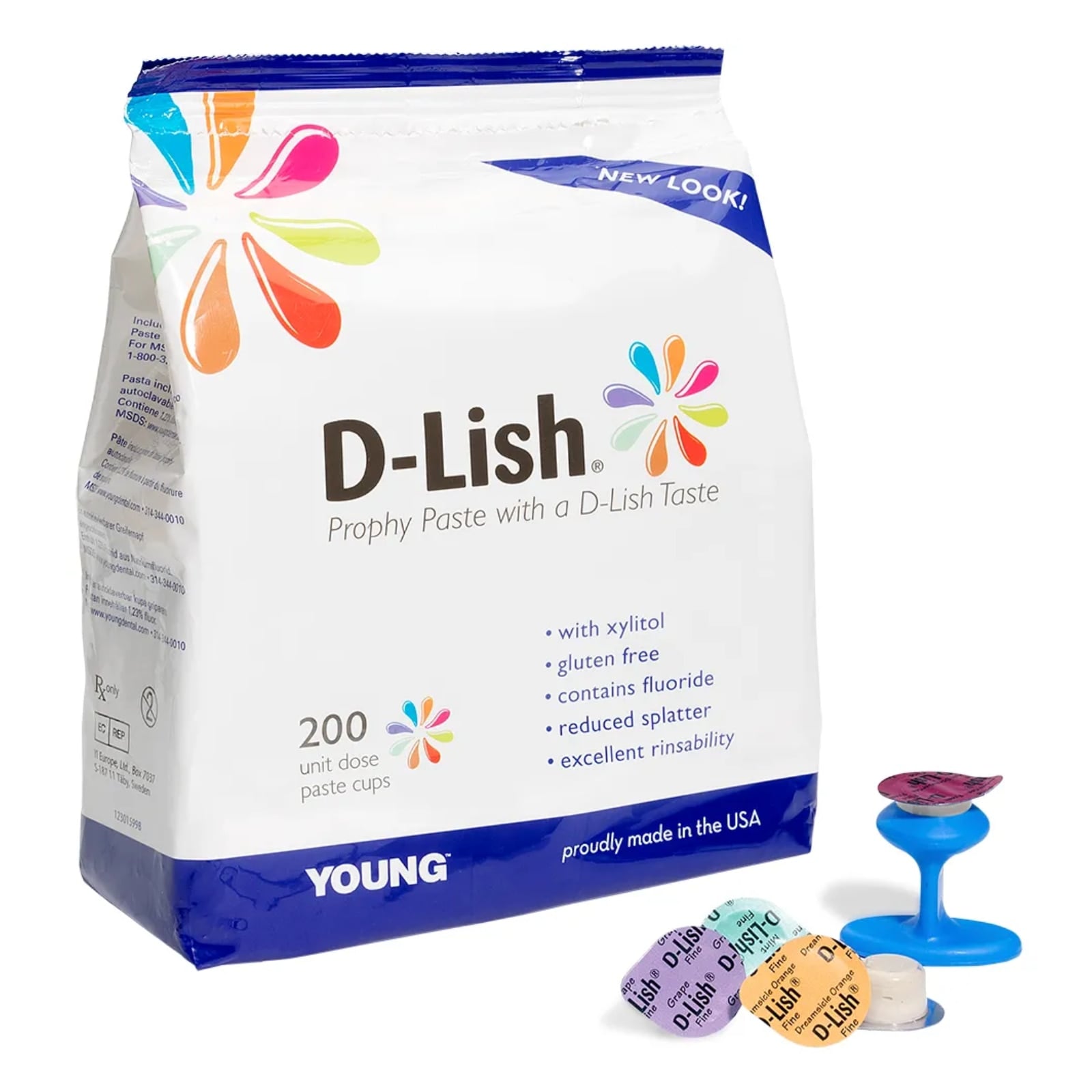 D-Lish Prophy Paste, Coarse, Assorted Flavors, Gluten-Free, Unit Dose Cups, 200/Box, 304320