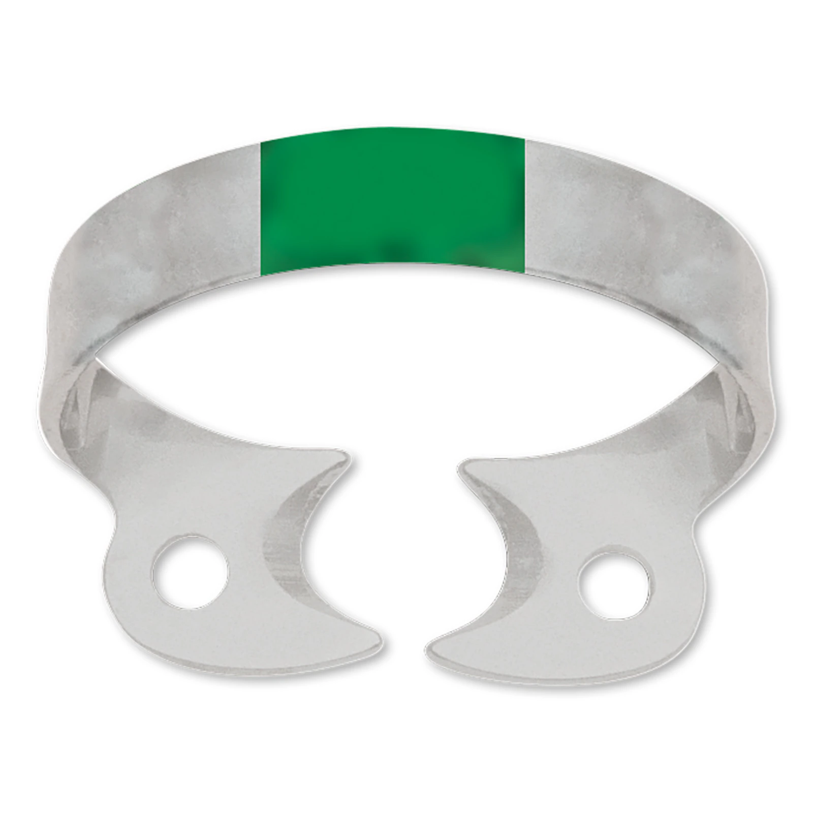 Hygenic Fiesta Color Coded Wingless Clamp #W2A, Green, Premolars/Upper Incisors, Matte Finish, 1/Pkg, H02795
