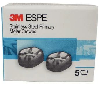 3M™ ESPE™ Stainless Steel Primary Molar Crown, Size 6, Upper Left First Primary Molar, D-UL-6, Box of 5