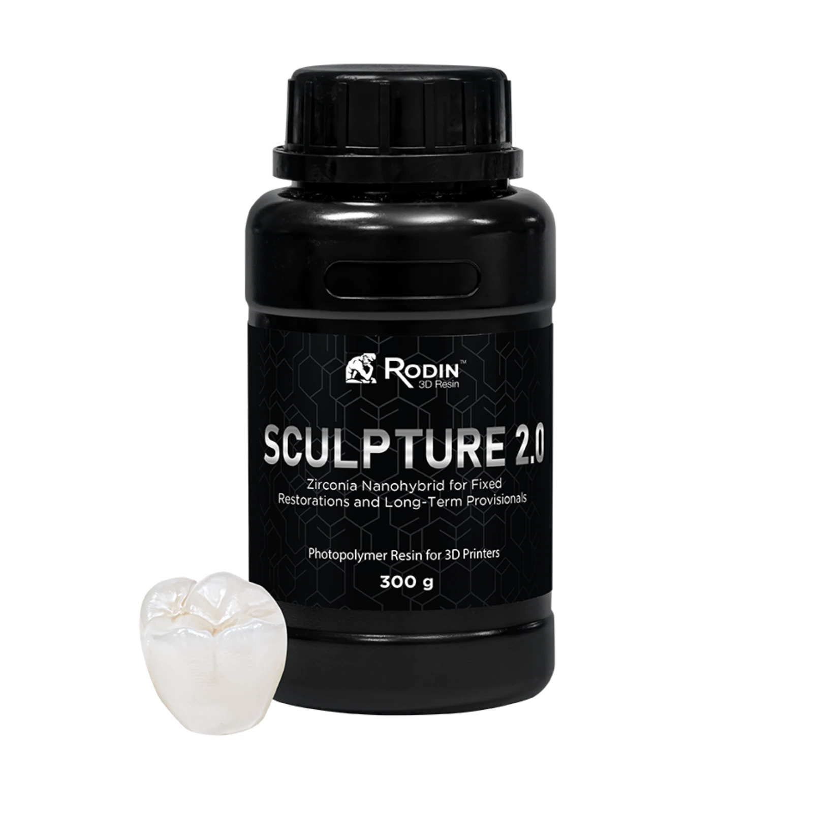 Rodin Sculpture 2.0 Ceramic Nanohybrid 3D Resin, Shade D4, 300g Bottle, 1/Pk, 23922