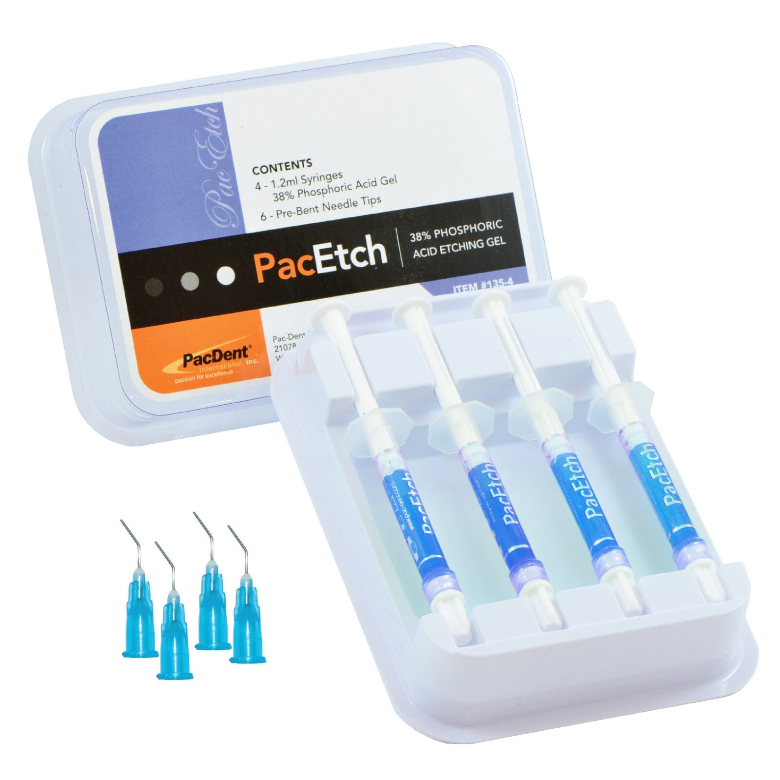 PacEtch Etching Gel, 38% Phosphoric Acid, 1.2 mL Syringes, Clinic Pack of 144, #135-C