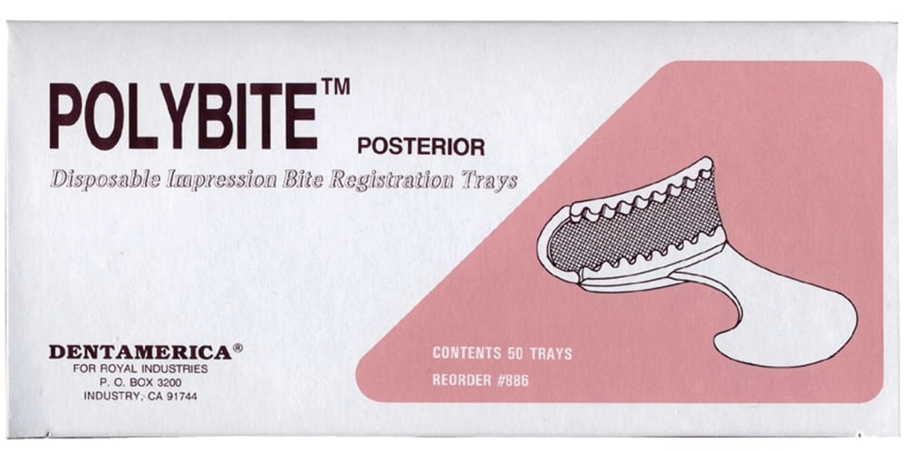 Dentamerica Polybite Disposable 3-in-1 Posterior Impression/Bite Tray, 50/Box, #886