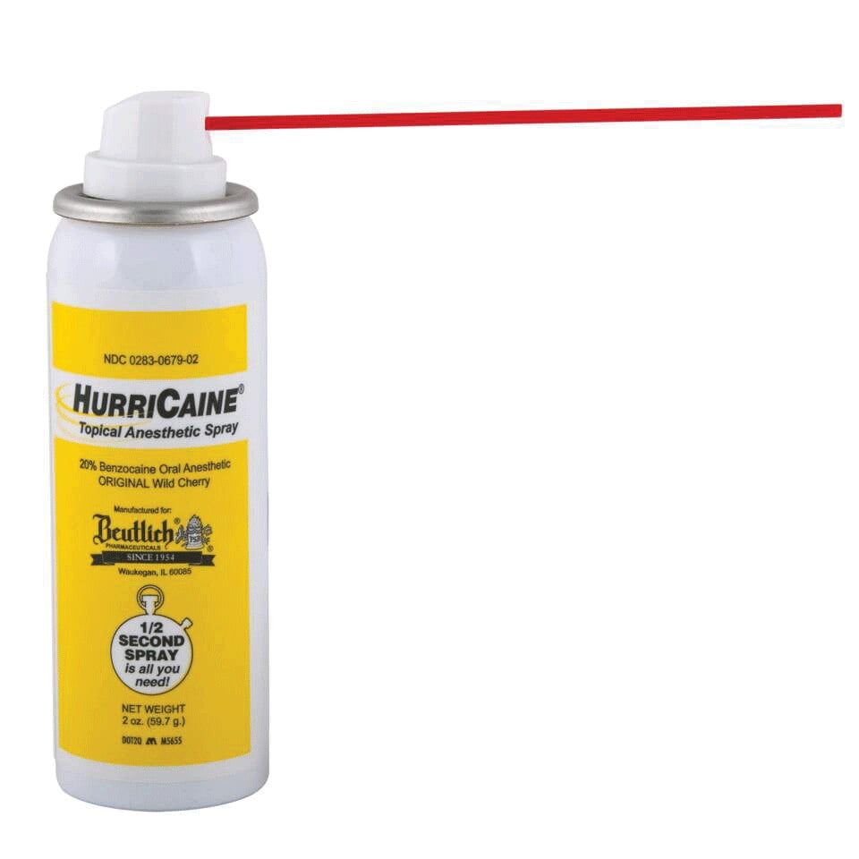 HurriCaine Topical Anesthetic Spray, 20% Benzocaine, Wild Cherry, 2 oz Can, 0679-02