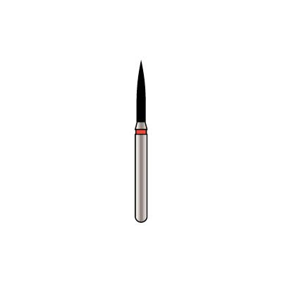 Alpen X1 Single-Use Diamond Bur FG #862-012F, Fine Grit, Flame Shape, 1.2mm Diameter, 8.0mm Length, Red Ring, 25/Bx, X862F012