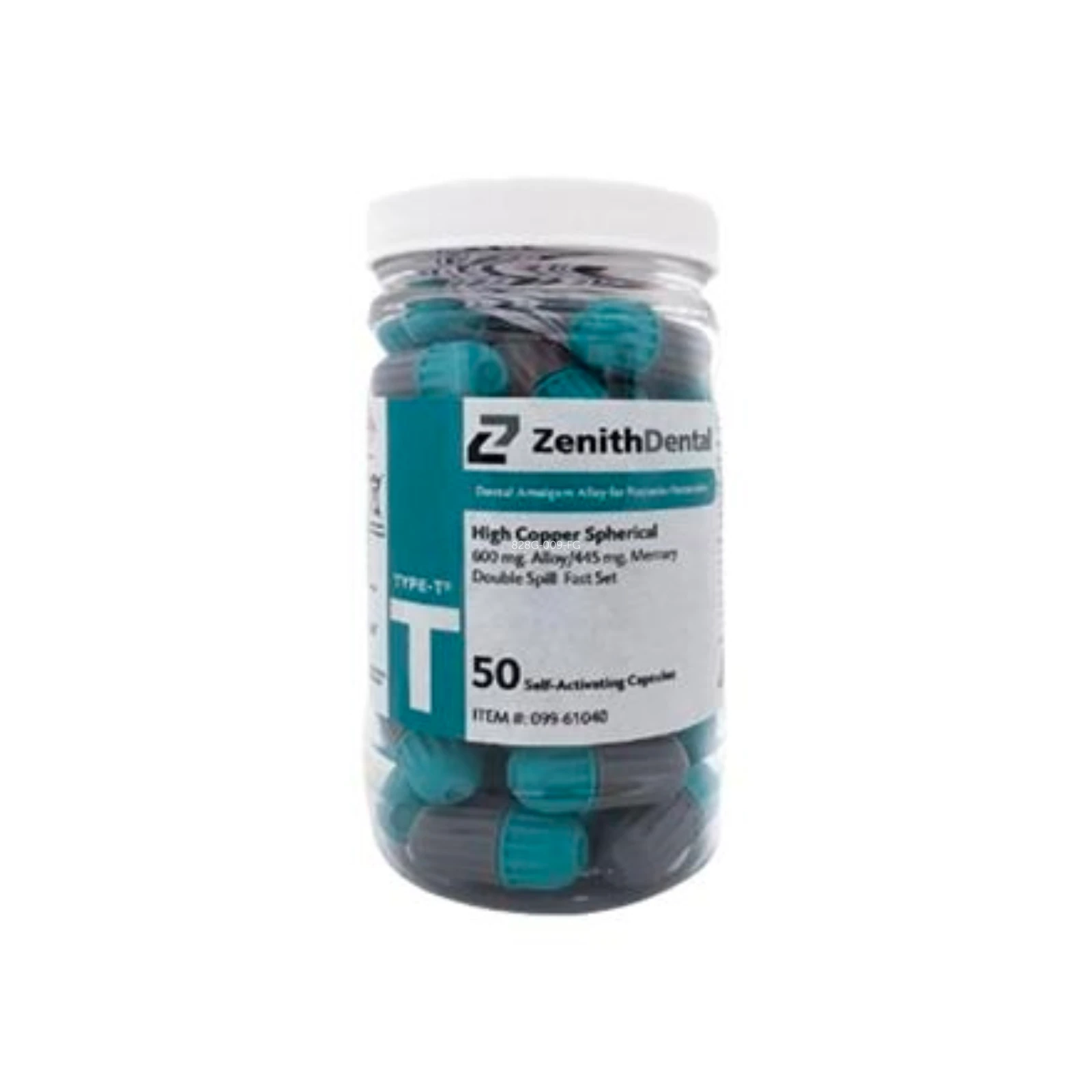 Zenith Type-T Spherical Amalgam Alloy, Fast Set, Triple Spill (800 mg), 50 Capsules, #61041
