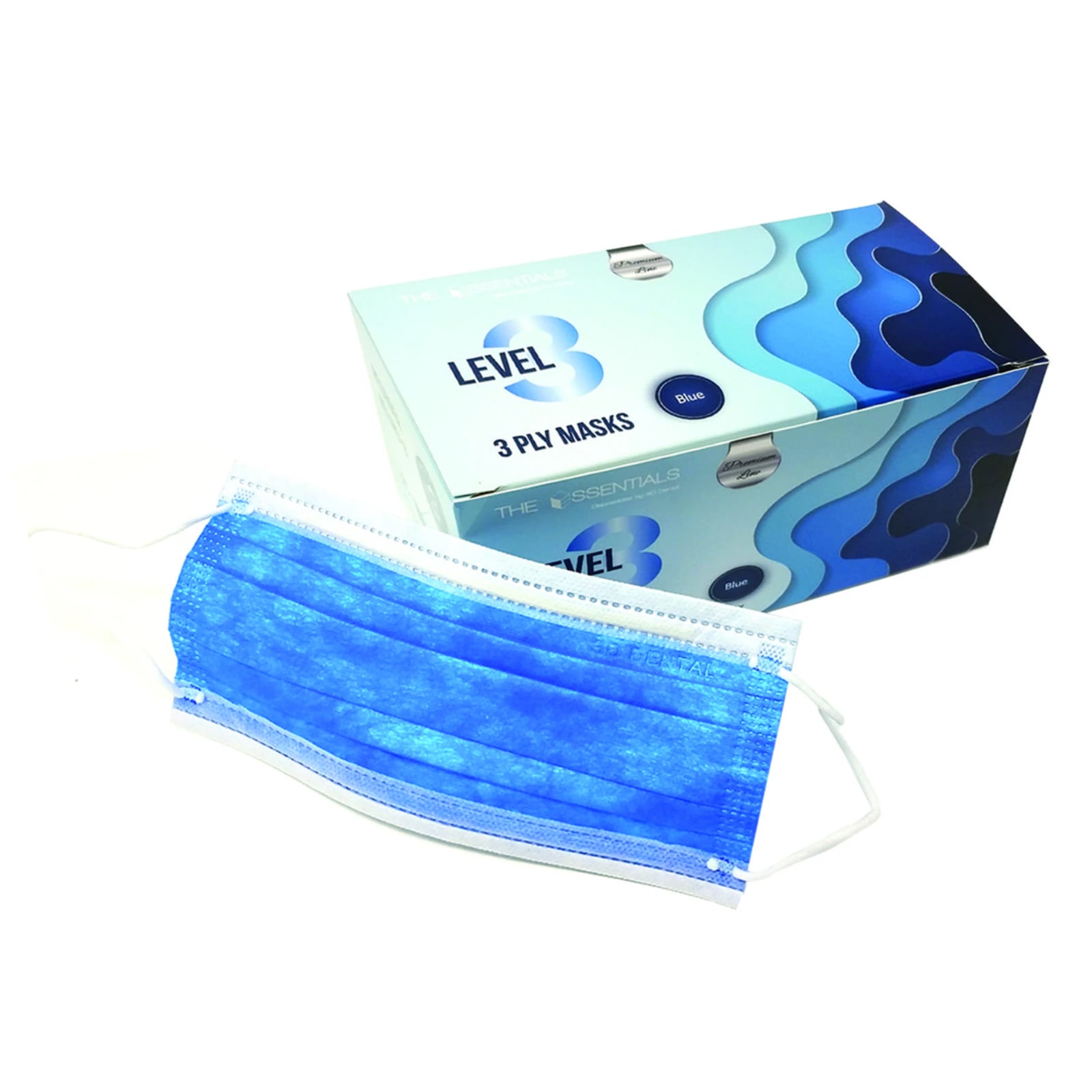 Essentials Earloop Premium Face Mask ASTM Level 3, Blue, 50/Box