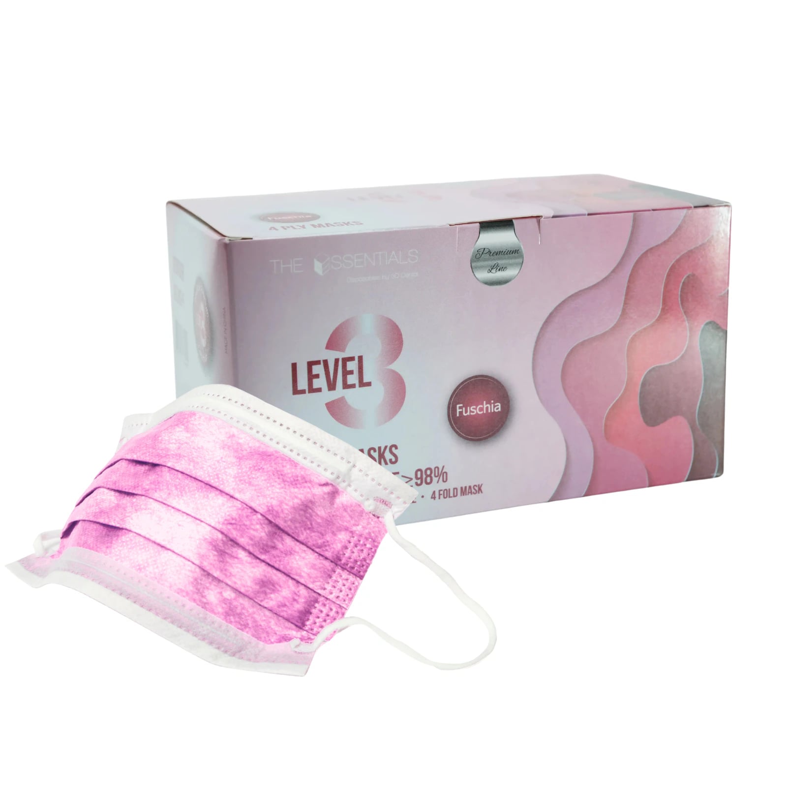 Essentials Earloop Premium Face Mask ASTM Level 3, Fuchsia, 50/Box