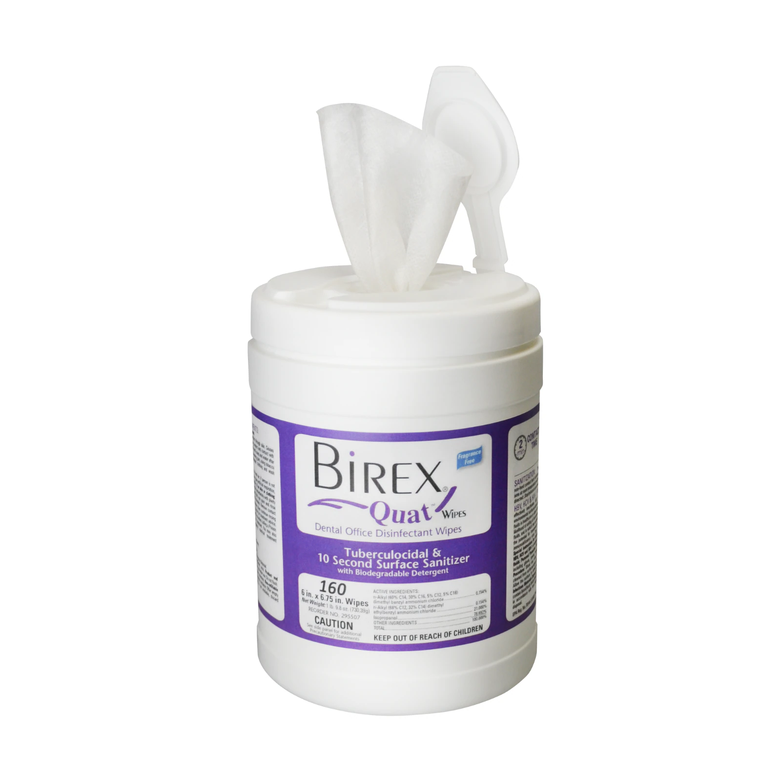 Birex Quat Disinfectant Wipes, Large, 160 Wipes/Can, 6 Cans/Case (960 Wipes/Case)
