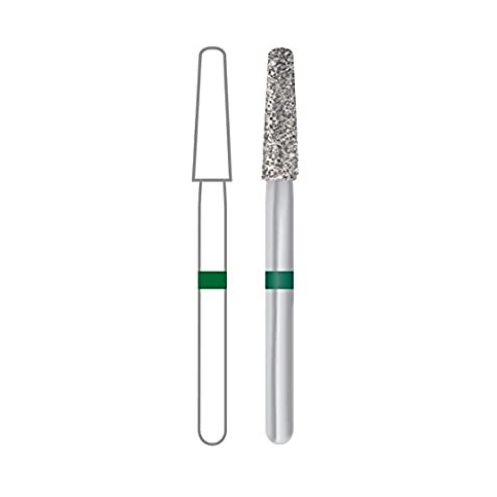 Midwest Multi-Use Diamond Bur FG, Medium Grit, Round End Taper, 1.2 mm Diameter, 4.0 mm Length, Friction Grip, 5/Pkg, #1171D/849-012M
