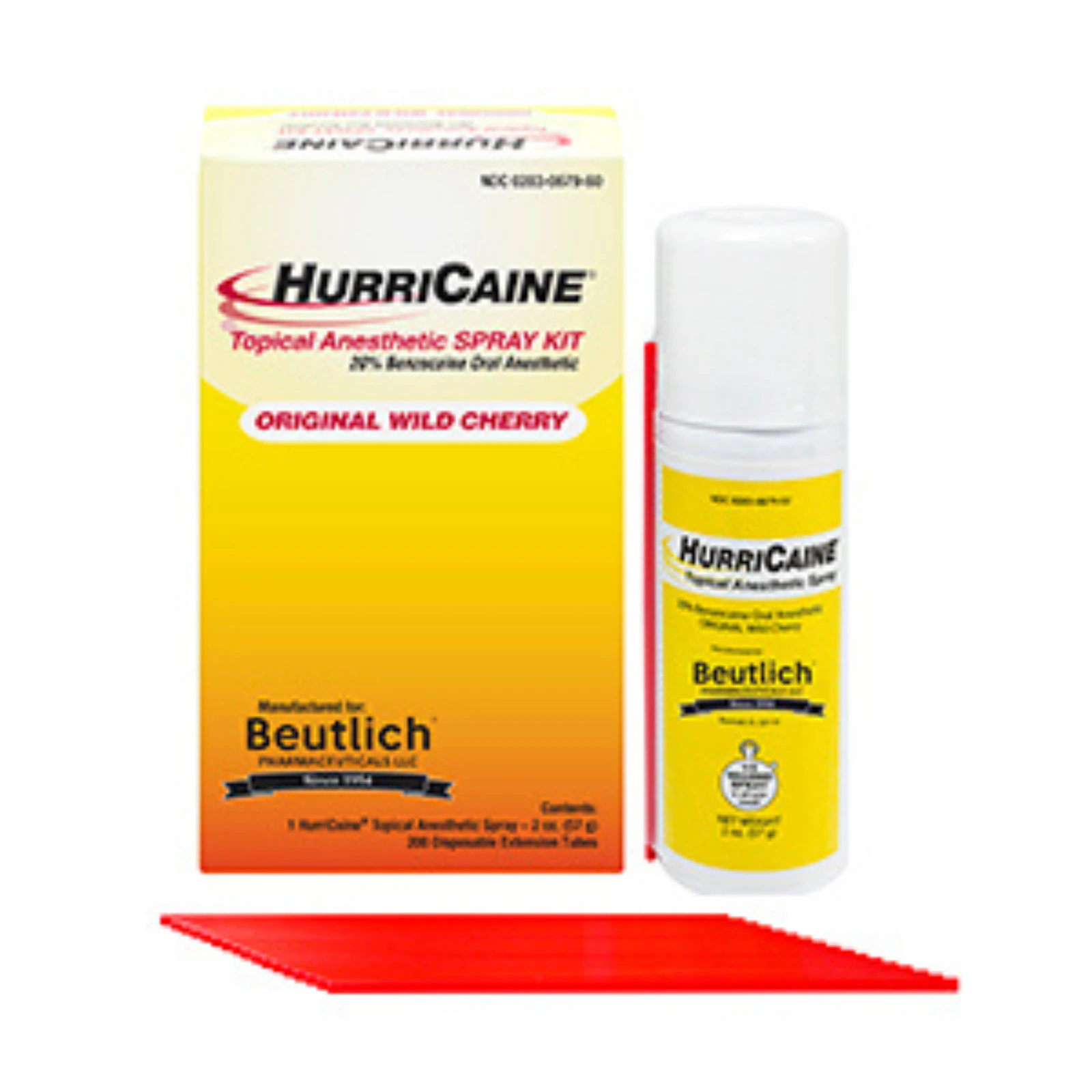 Hurricaine Topical Spray Kit with 200 Tubes, 2oz, Wild Cherry Flavor