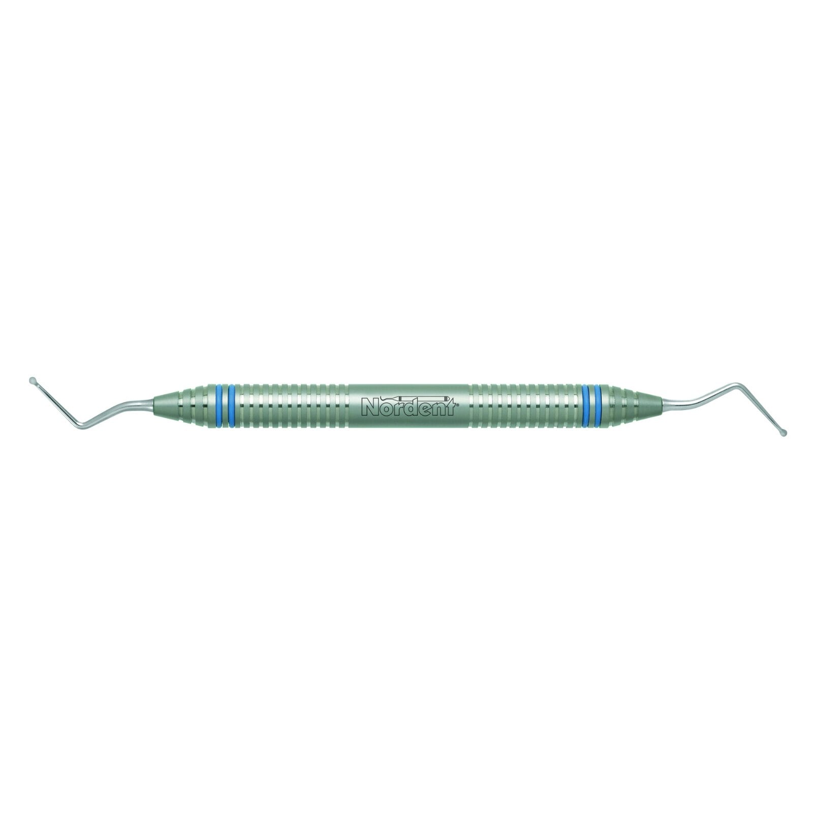 Nordent Excavator DE #12L Extra Long Shank Spoon, Double End, DuraLite ColorRings Handle, Stainless Steel
