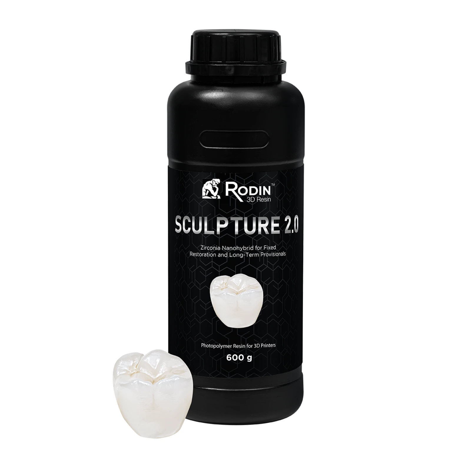 Rodin Sculpture 2.0 Ceramic Nanohybrid 3D Resin, Shade C1, 600g Bottle, 1/Pk, 23898