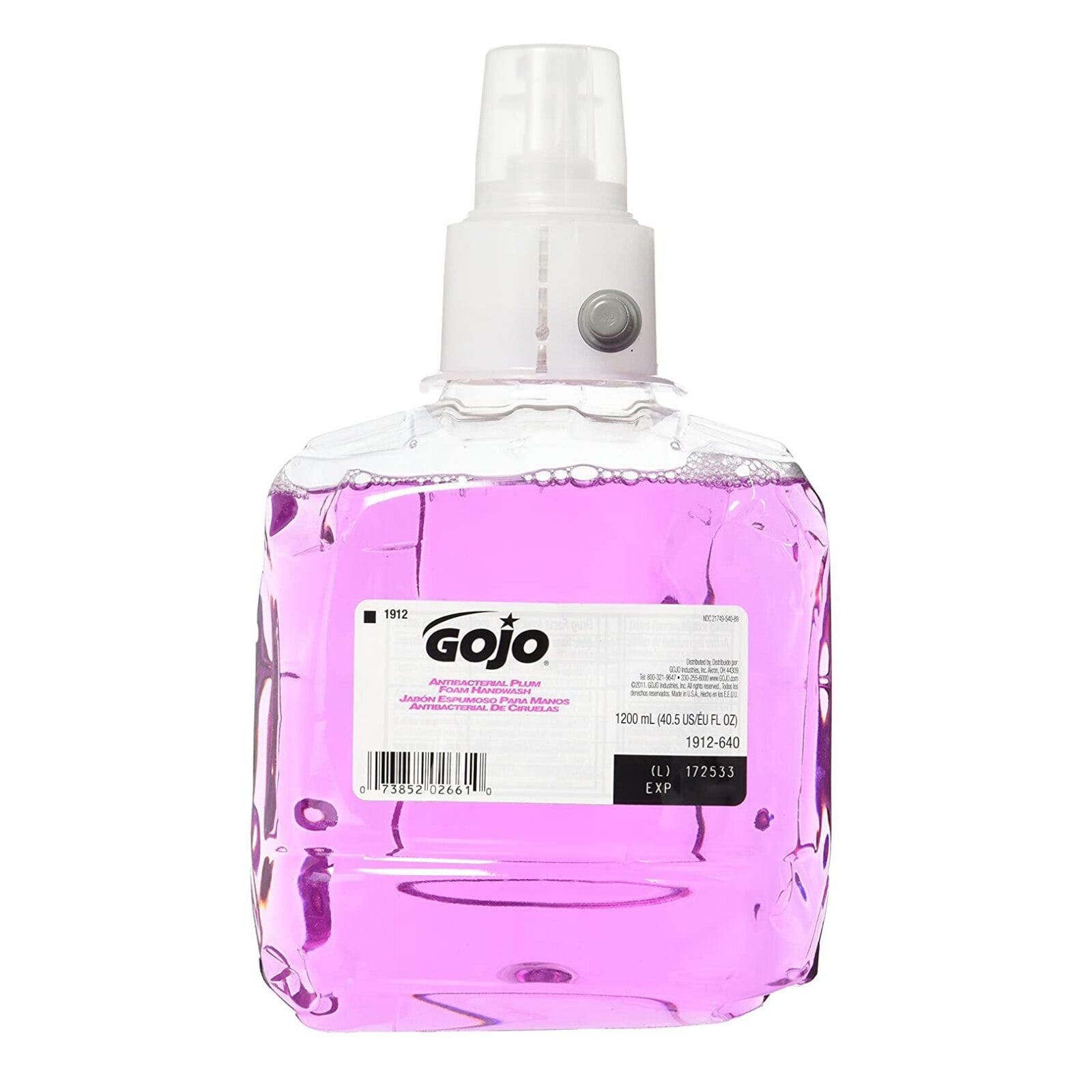 GOJO LTX-12 Antibacterial Foam Handwash, Plum Scent, 1200 mL Refill, 2/Case, 1912-02