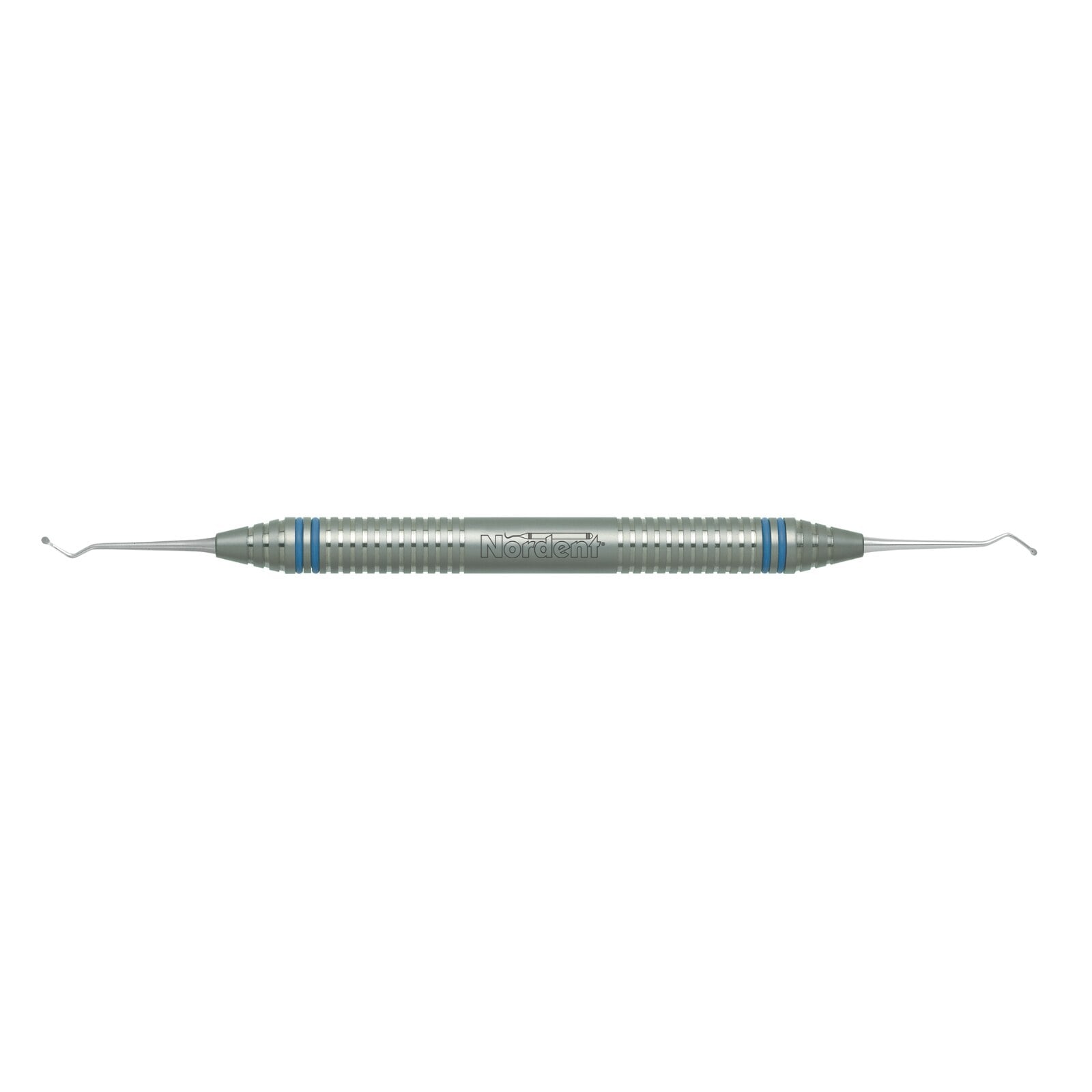 Nordent #153-154 English Pattern Spoon Excavator, Double End, 1.0 mm Head Diameter, 38° Shank Angle, Stainless Steel, DuraLite ColorRings Handle