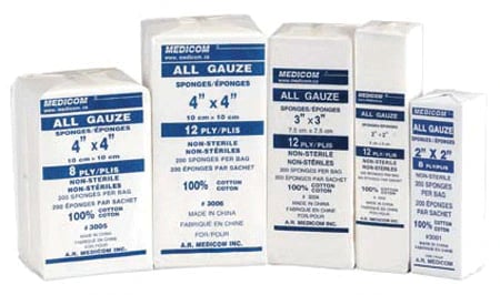 All Gauze Sponges 2x2, Non-Sterile, 8-Ply, 5000/Case