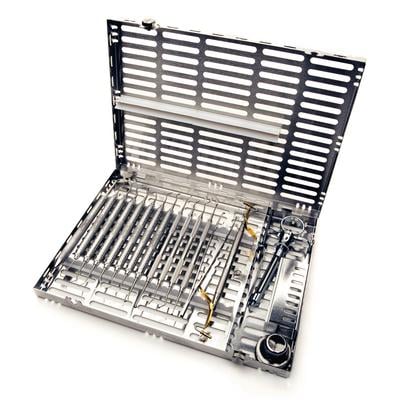 IMS® Signature Series® Large Cassettes, 16 Instrument Capacity with Accessory Area, 8" x 1.25" x 11", White, Stainless Steel, IM4162