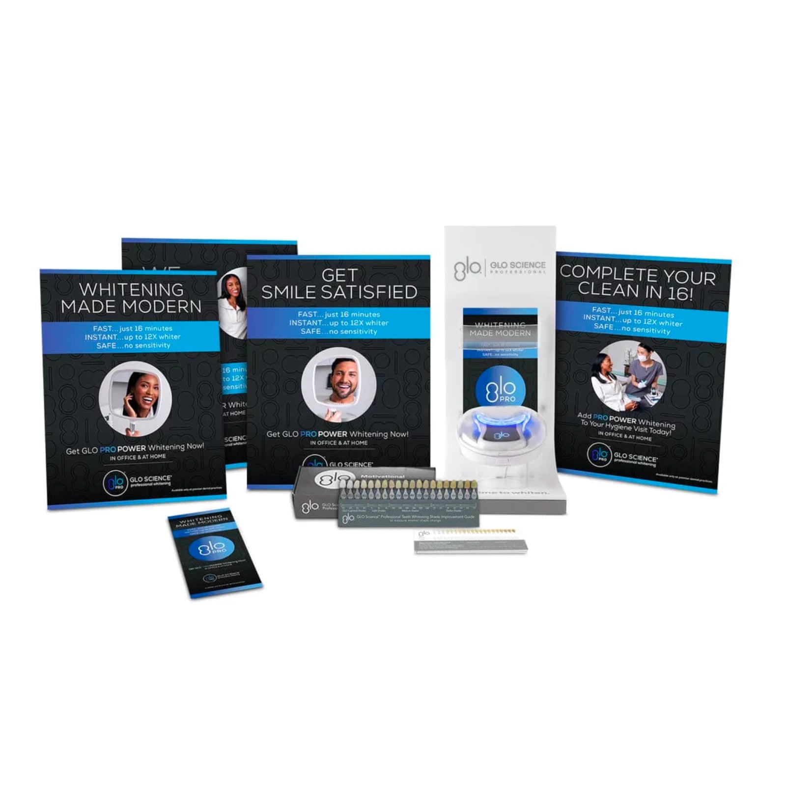 GLO POWER+ In-Office Whitening Marketing Kit, Single Kit (Includes Motivational Shade Assessment Kit, Light-Up Display, Patient Brochures, and 4 Easels)