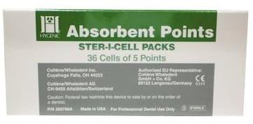 Hygenic Ster-I-Cell Absorbent Paper Points, Medium, Conventional Taper, Sterile, 180/Box, H03204