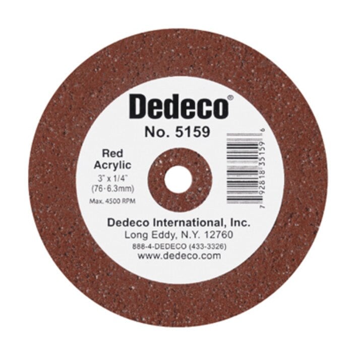 Dedeco Red Acrylic Lathe Wheel, 3" x 1/4", 1/Pkg, #5159
