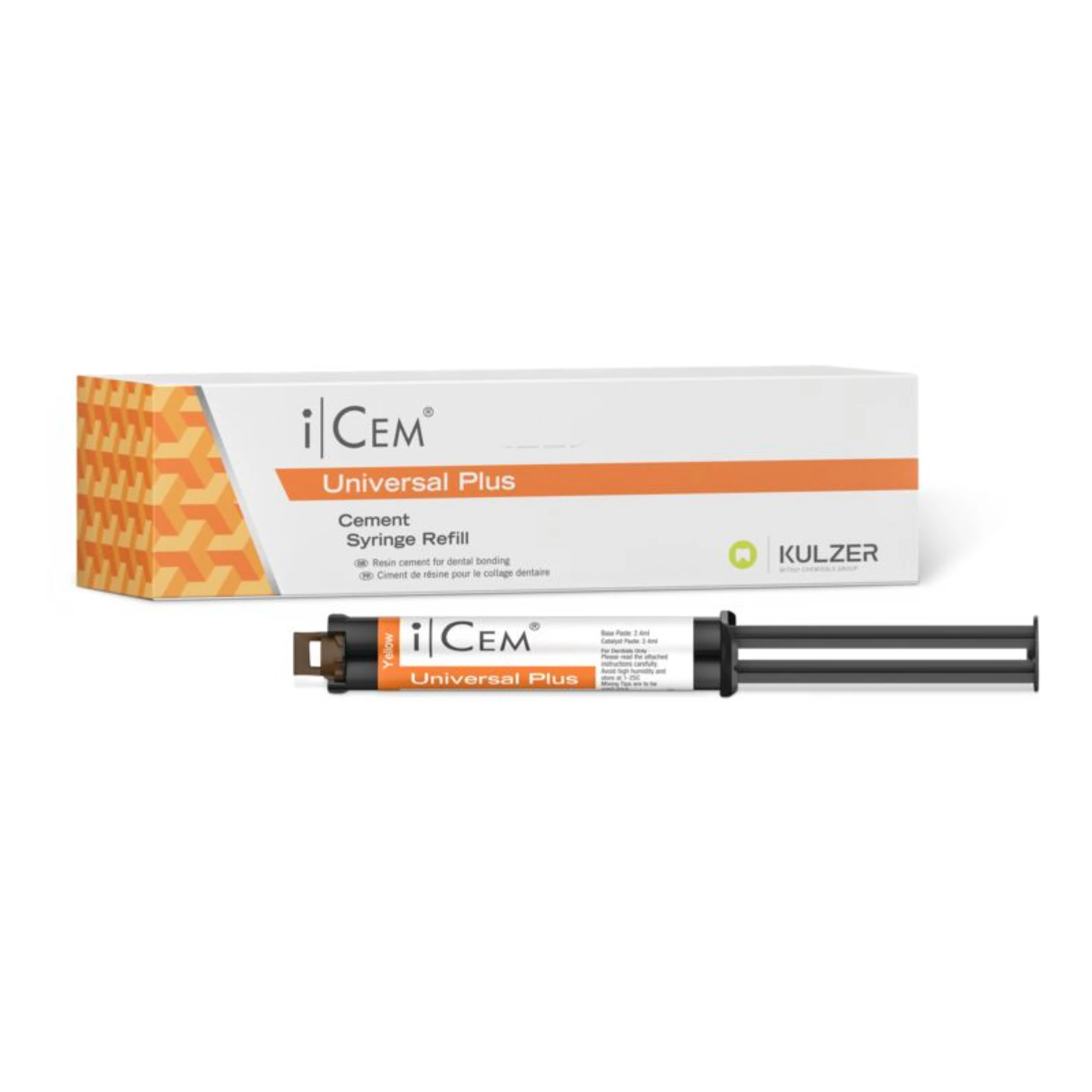 iCEM Universal Plus Self-Adhesive Resin Cement Syringe Refill, 9g, Yellow, Kulzer